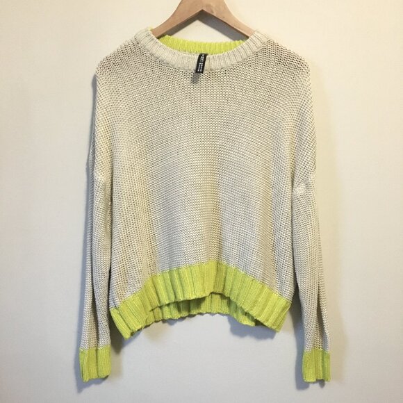 Design Lab Grey and Acid Yellow Slouchy Knit Sweater - Picture 3 of 13